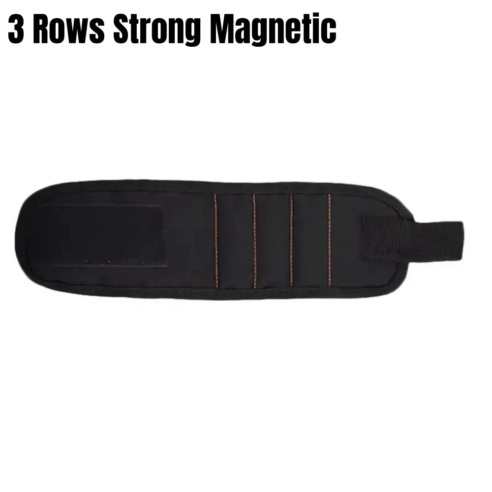 Strong Magnetic Wristband Portable Tool Bag Adjustable Magnetic fixation Tool Wrist Belt for Screws Metal Nails & Drilling Bits Qme Black 3 Rows