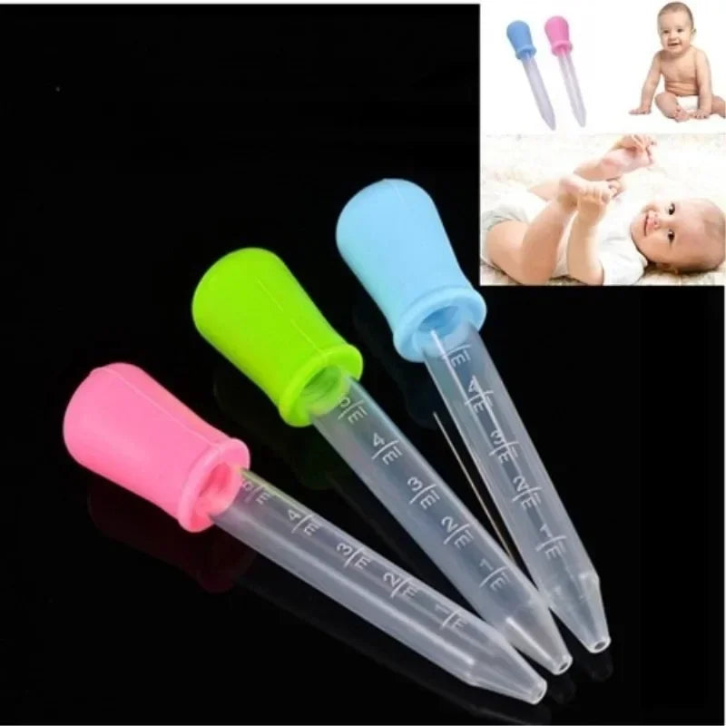 5Pcs 5ml Silicone Dropper Straw Baby Anti Choking Medication Dispenser Baby Food Aid Graduated Dropper Laboratory Experiment Toy Qme