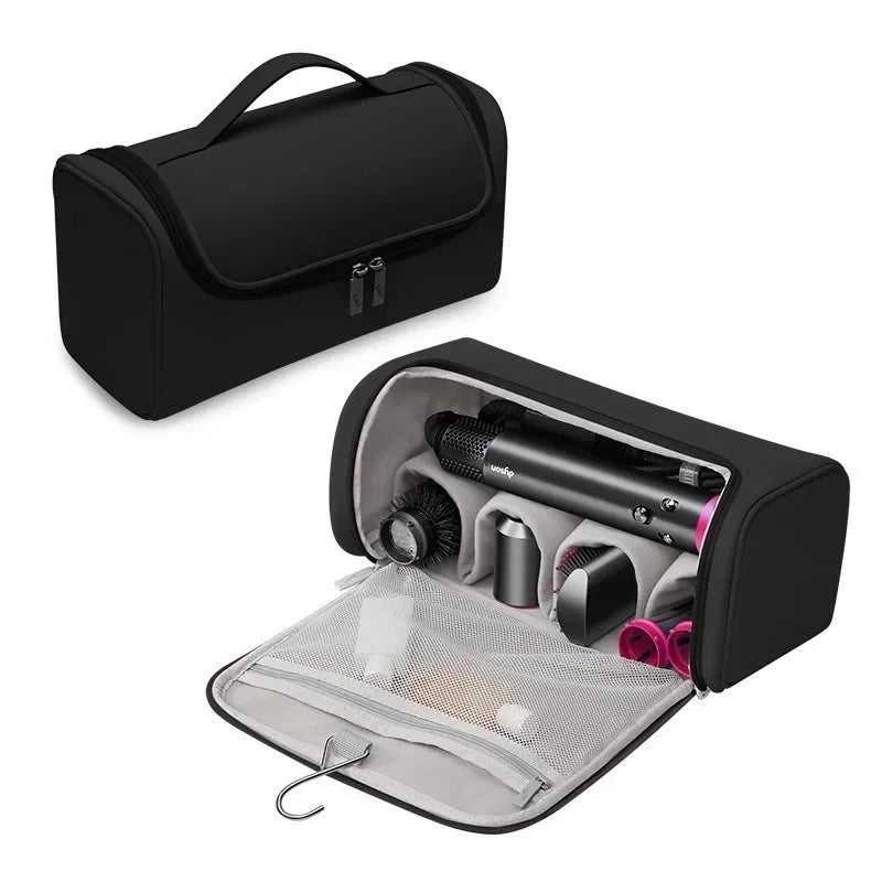 Hideable Hanging Hook Hair Dryer Case Portable Non-slip Tools Pouch Qme Black