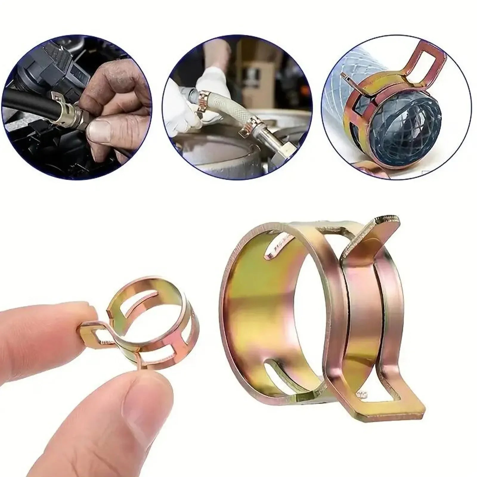 75Pcs 6-10mm Manganese Steel Spring Driven Hose Clamp Low Pressure Air Clamp Fastener Sorting Kit For Pipes, Automobiles Qme
