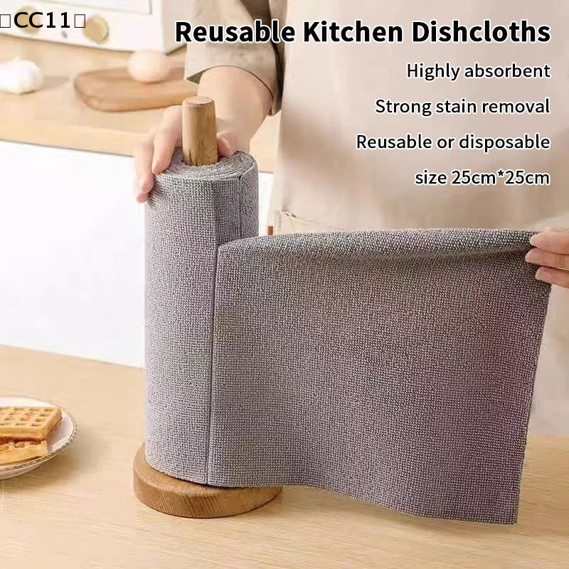 Tear-off Cleaning Cloth Roll Durable Reusable Dish Towel Kitchen Qme