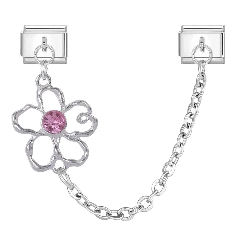 Wholeasle Preety Colored Zircon Tassel Chain Series Italian Charm