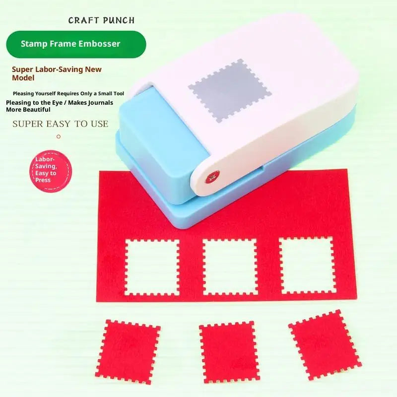 Rectangle Postage Stamp Punch Lever Action Craft Paper Crafting Qme