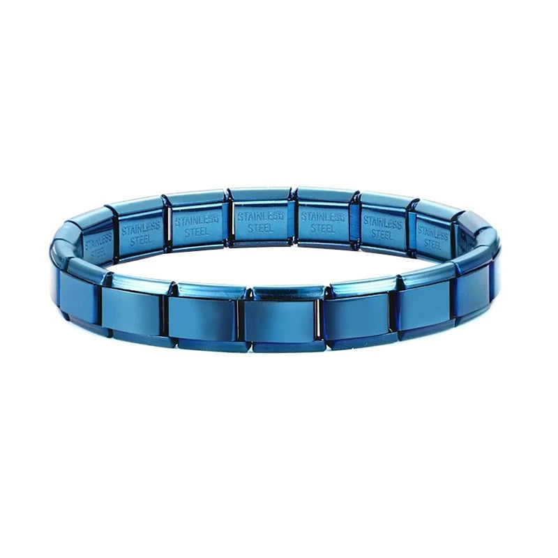 Italian Charm Link Stainless Steel Silver Blue Bracelet for Woman Men DIY Making 9mm Bead Golden Retro Bangle Jewelrys Wholesale Qme Style 10..