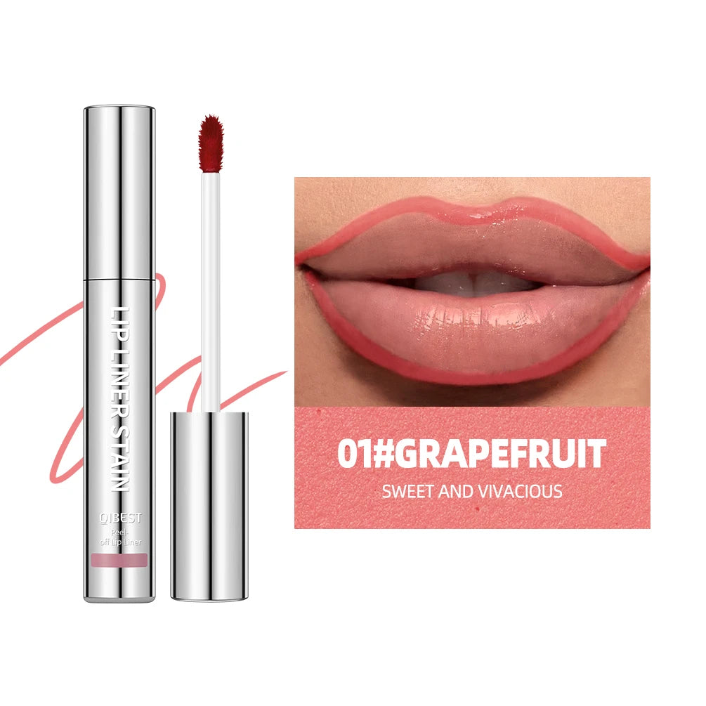 QIBEST Lipliner Peel Off Tattoo Lipgloss Waterproof Long Lasting Matte Lip Tint Brown Contour Tear-off Lip Stain Cosmetics Qme 01