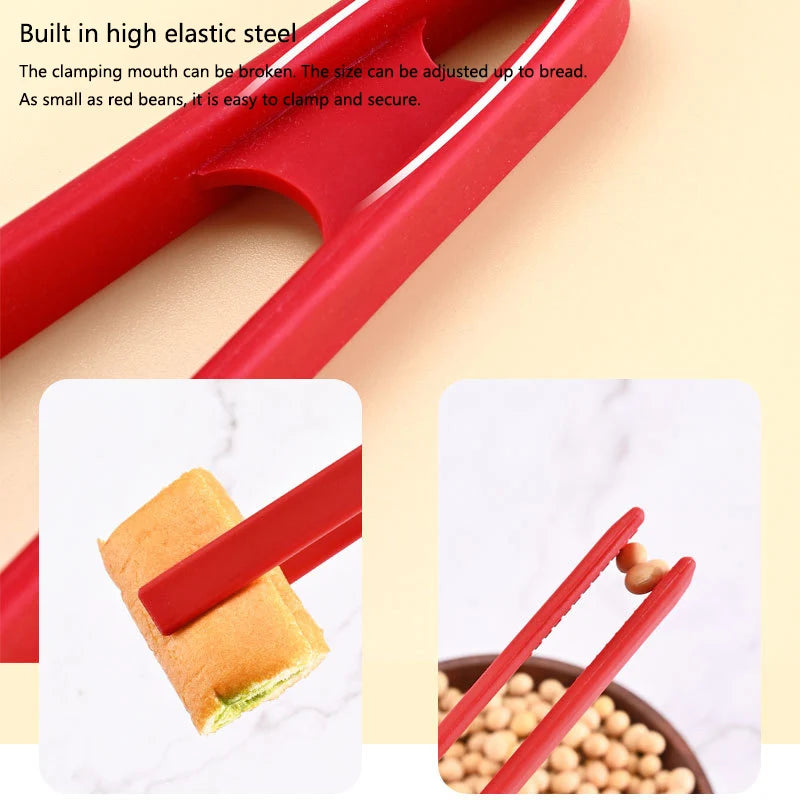 Salad Food Tongs Anti-slip Silicone Kitchen Utensils Barbecue Clip Three Prong Pliers Cookware Bbq Tool Chef Tools Gadgets Bar Qme