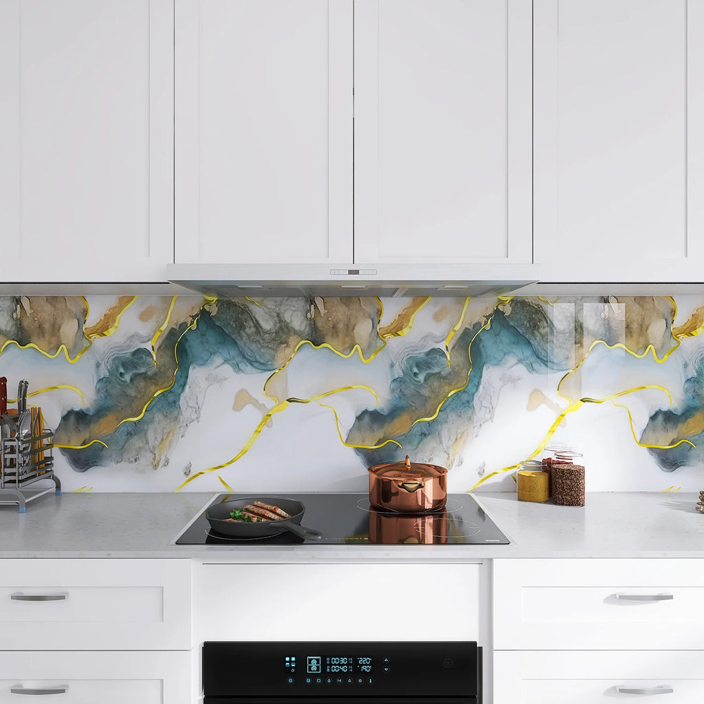 Waterproof Moisture-Proof Oil-Proof And High-Temperature Resistant Marble-Patterned Self-Adhesive Kitchen Stove Oil Fume Sticker Qme