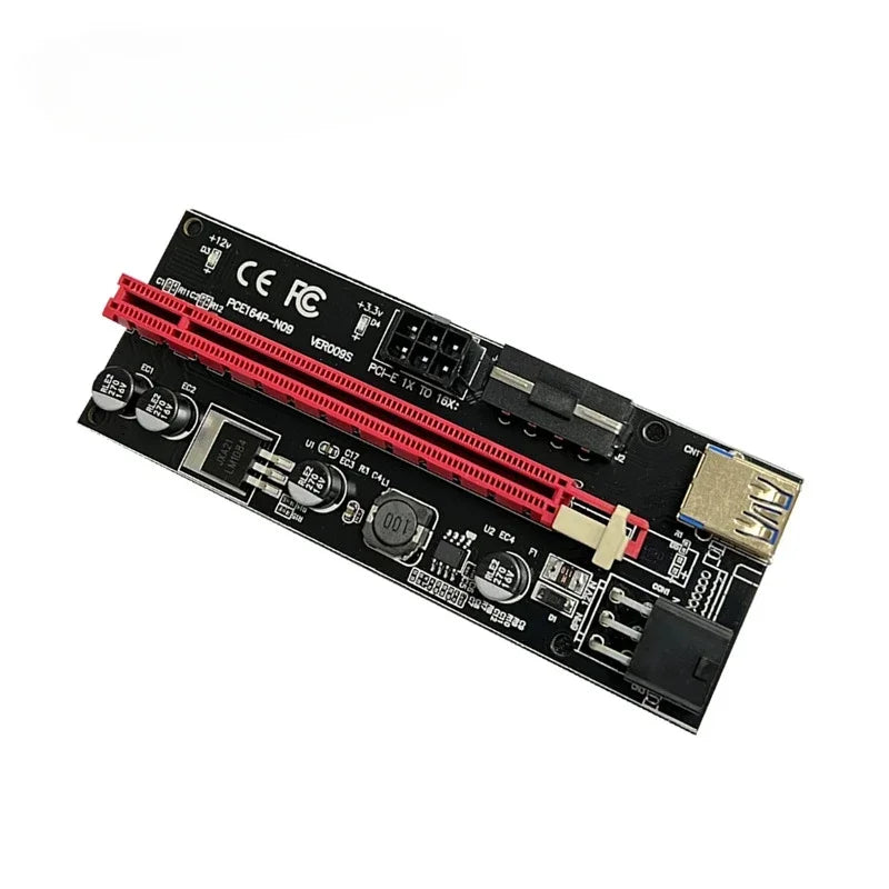 PCI-E Riser Card Dual 6Pin Adapter Card PCIe 1X To 16X Extender Card USB3.0 Data Cable for BTC Mining Miner 009S Express Qme