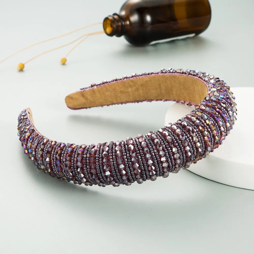 Luxury Elegant Baroque Crystal Headband Beads Blingbling Sponge Qme Style 2