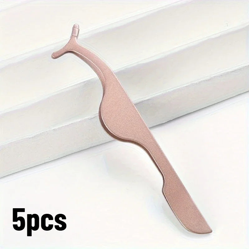5pcs Lipstick applicator, artificial eyelash adhesive forceps, eyelash curler, eyebrow clip, eyebrow comb Qme