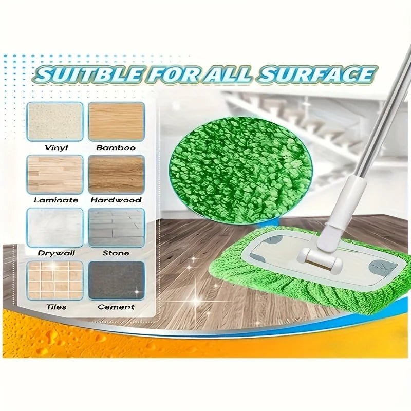 6pcs Super Absorbent Reusable Mop Mat - Microfiber Cleaning Cloth for Dry and Wet Floors, Compatible with Most Flat Mops Qme