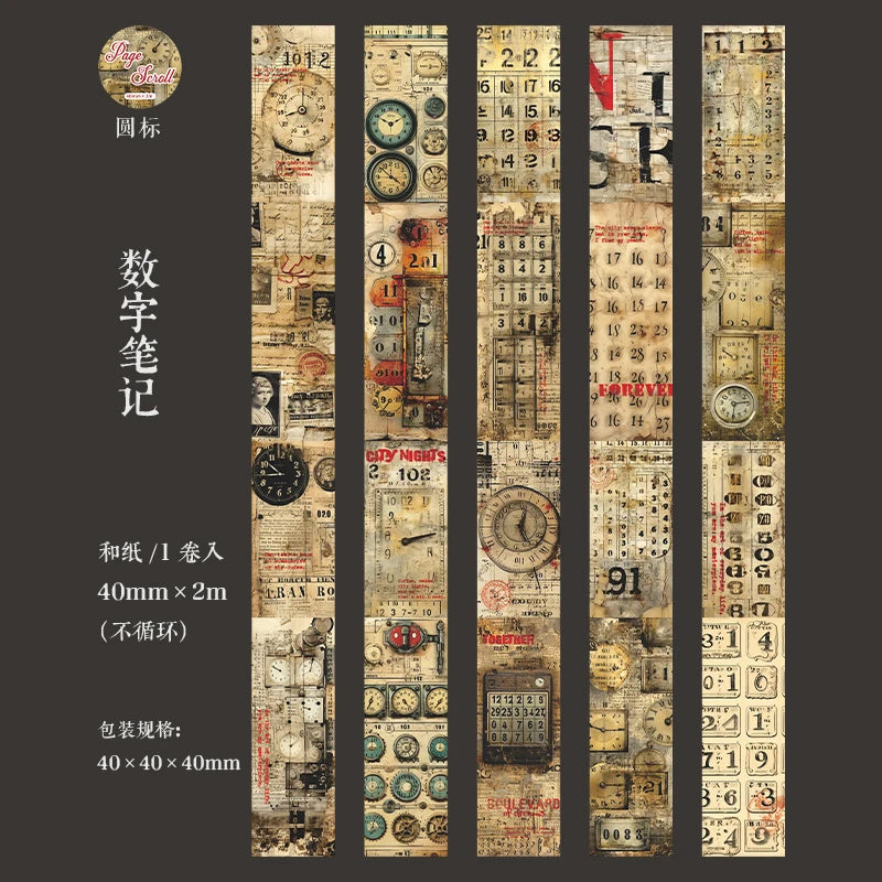 1 Roll Vintage Book Page Background Theme Washi Tape, Suitable for Scrapbooking DIY, Collage Supplies, Phone Case Notebook Decor Qme 6