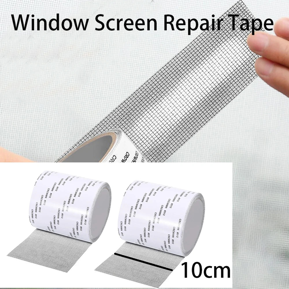 2Rolls 10cmx2M Window Screen Fiberglass Screen Tape Mesh Repair Adhesive Screen Patch Repair Kit for Window or Doors Screen Qme