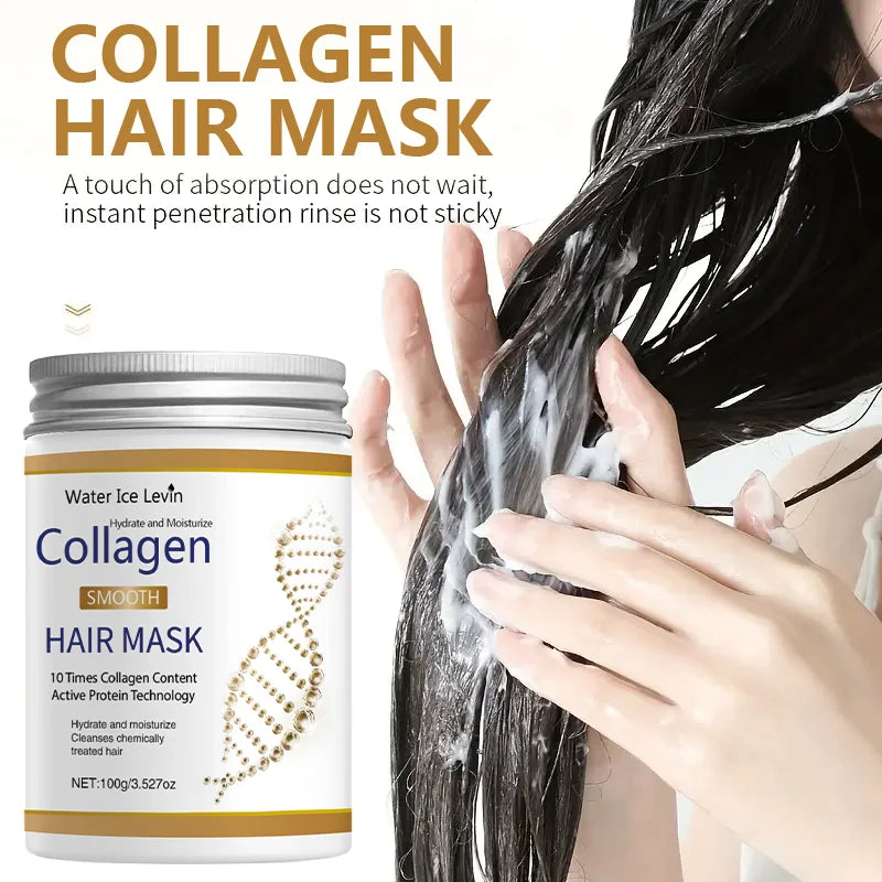 Unisex Keratin Hair Mask with Collagen and Coconut Oil - Deep Care Cream for Long Hair, Moisturizing, Suitable for Dry/Damaged Hair, Suitable for All Types Qme