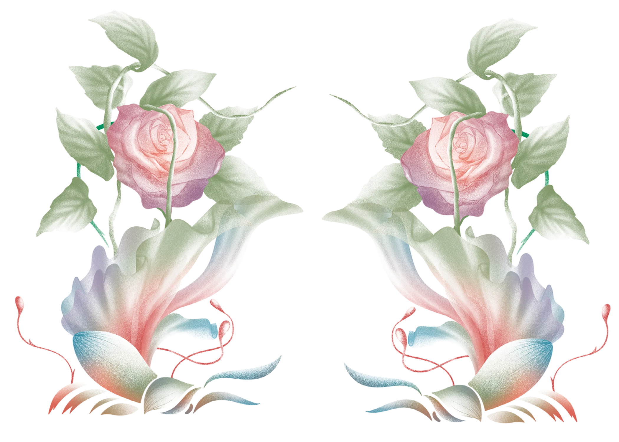 Sexy hip tattoo sticker with vibrant "Twin Bud Seduction" design. Realistic & waterproof, perfect for stylish body art or scar c Qme