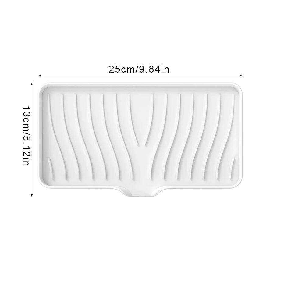 Self Draining Soap Bar Holder Silicone Kitchen Sink Soap Dish Sponge Tray Counter Caddy Organizer for Dish Soap Dispenser Qme white-large