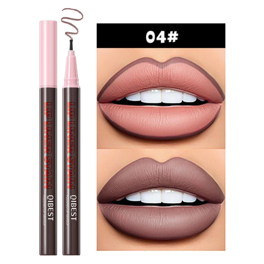 QIBEST Matte Liquid Lipliner Pencil Waterproof Plumping Stain Lipstick Natural Lip Liner Outline Lips Contour Pen Cosmetics Qme 04