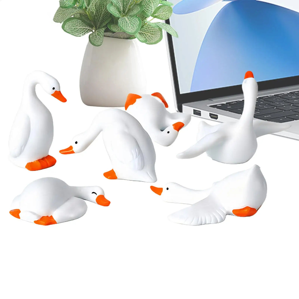 Dashboard Figurines 6 Pieces Animal Geese Figurine Ornament Desktop Statue Accessories for SUV RV Interior Office Road Trip Qme