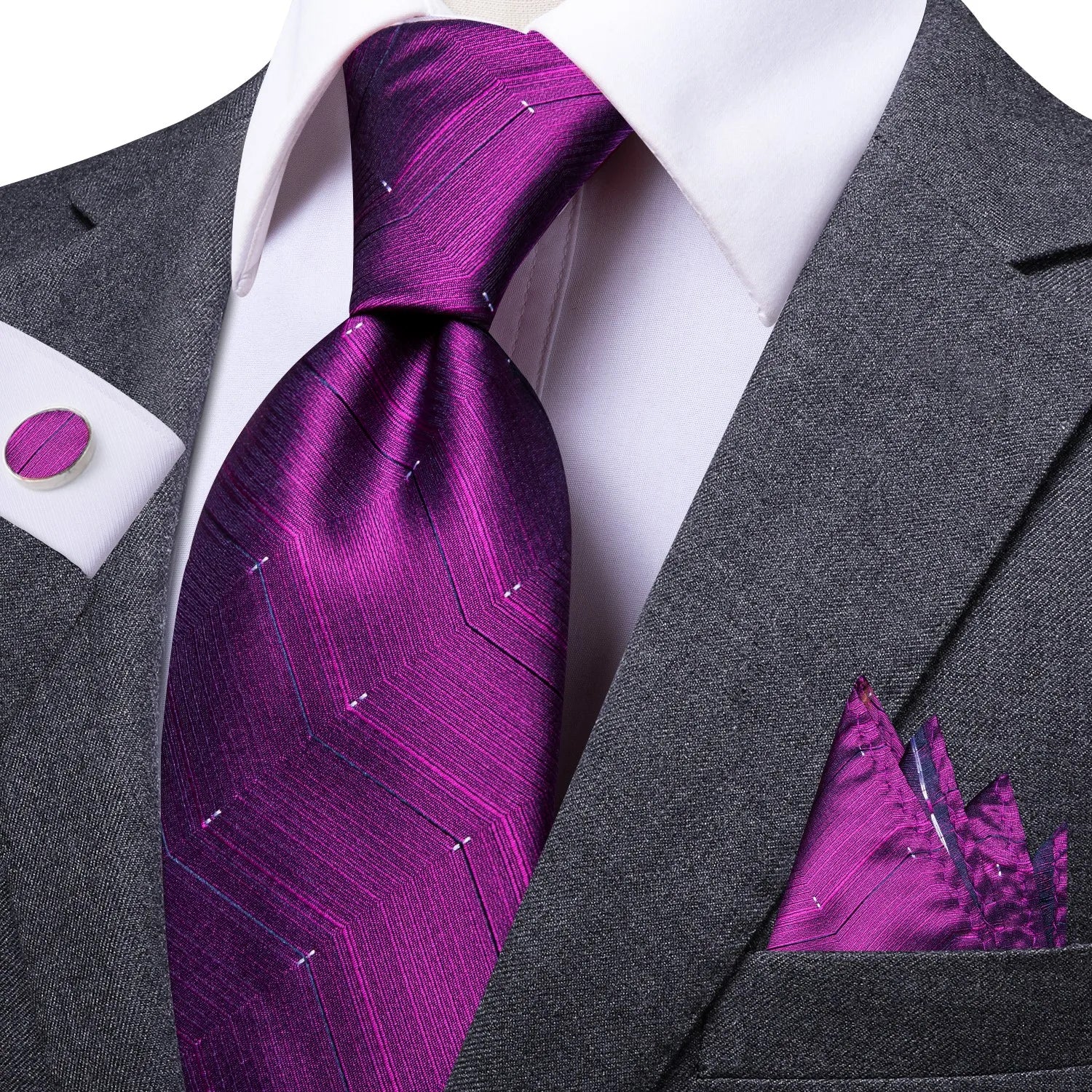 Men's Tie Set with Pocket Square, Colorful Striped Business Collection for Formal Suit Accessories Qme DPT-LDSN0027