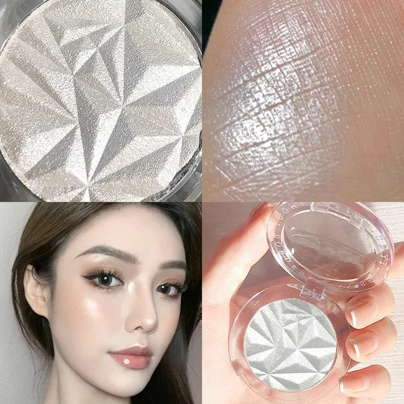 Brightening Face Highlighter Palette Waterproof Monochrome Pearlescent White Silver Highlight Makeup High Gloss Face Repairing Qme