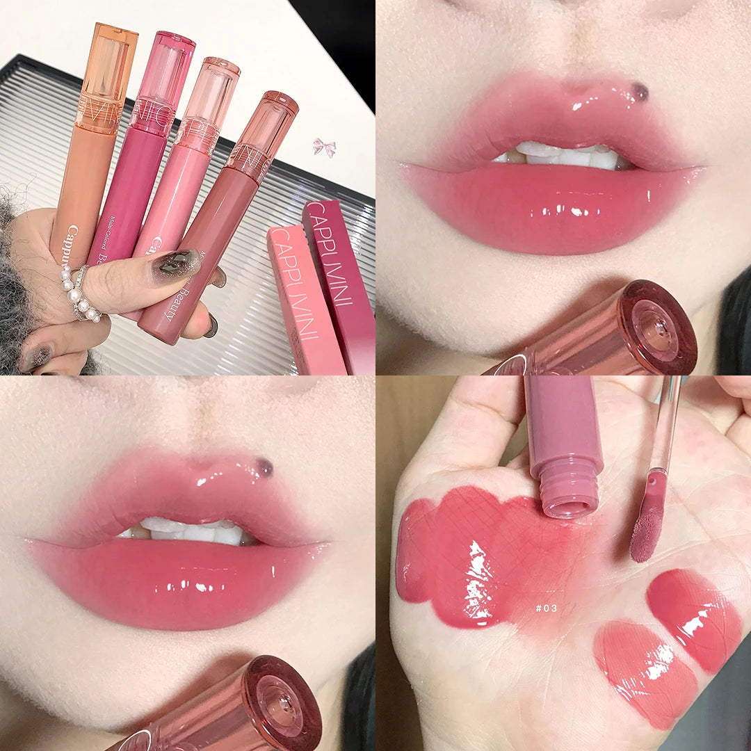 Crystal Jelly Lip Gloss Moisturizing Water-light Clear Lip Oil Waterproof Long Lasting Nude Glossy Grape Red Lip Tint Makeup Qme 03