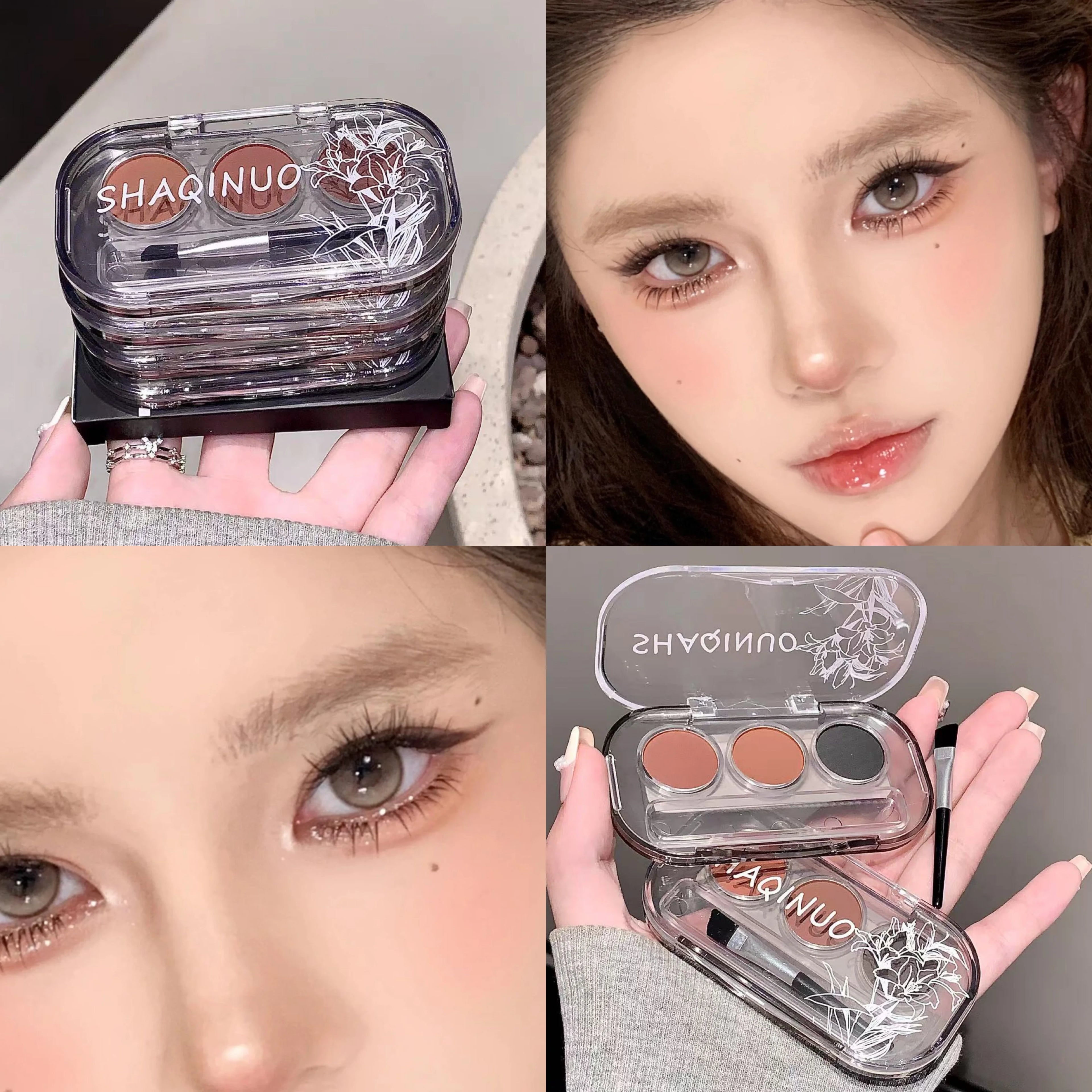 SHAQINUO 3-Color Eyebrow Powder Waterproof Sweatproof Long-lasting Qme