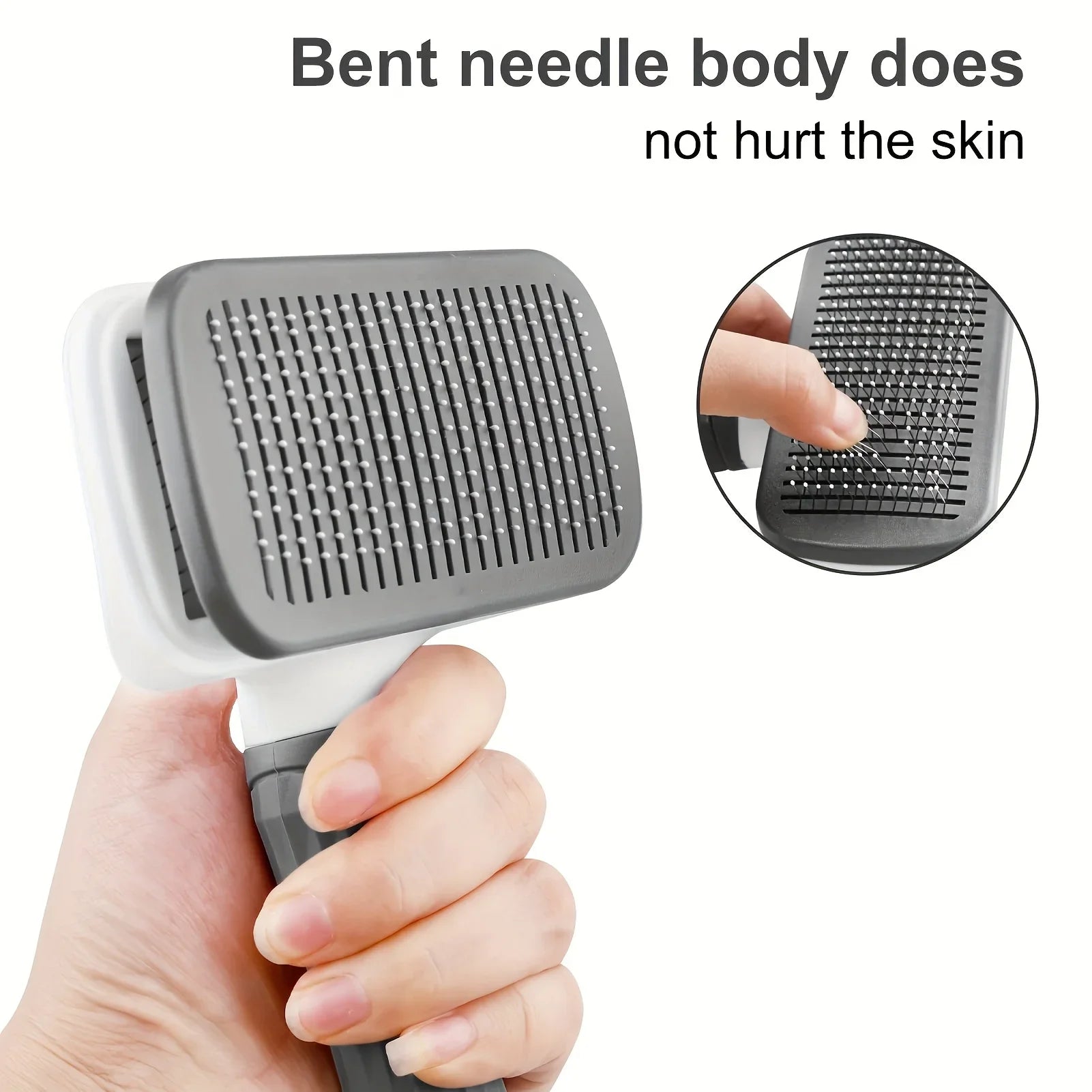Easy-Clean Pet Comb, Suitable for Dogs and Cats - Gentle Deshedding Massage Comb with One-Click Deshedding Function Qme