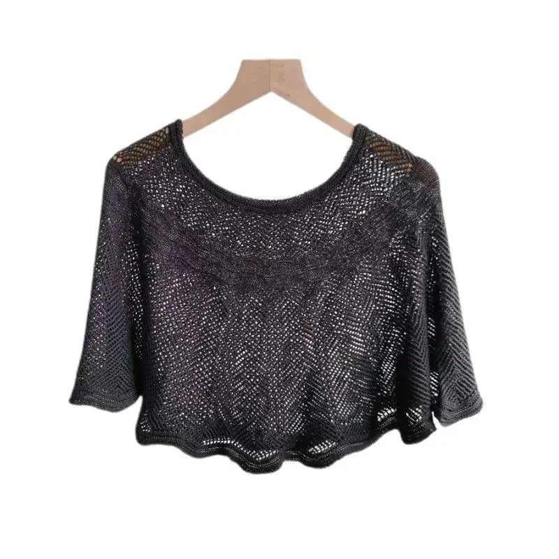 Fashion Knitted Shawl Brooch Hollow Out Summer Air Conditioning Fake Qme