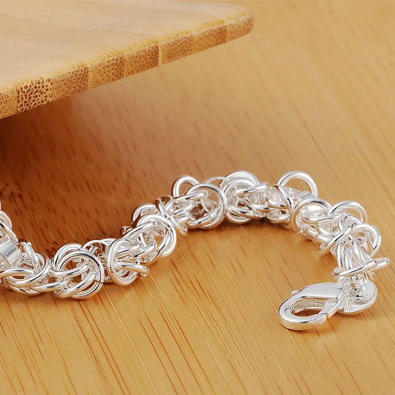 Noble 925 Sterling Silver Bracelets Charm Classic Chain for Women Men Wedding Party Good Gifts High Quality Fashion Jewelry Qme