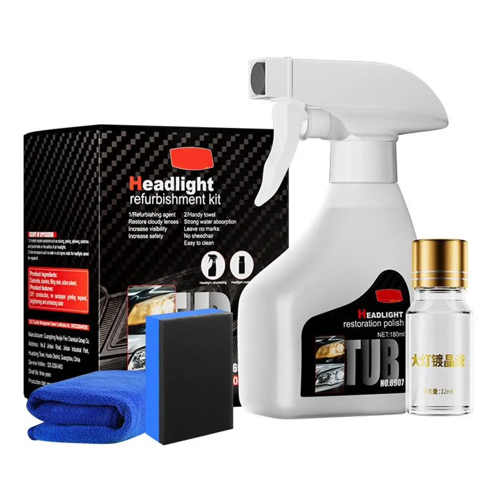Headlights Cleaner Car Lights Cleaner Coating Spray Hydrophobic 180ml Polishing Anti-Fog Compound For Auto Detailing Windshield Qme B