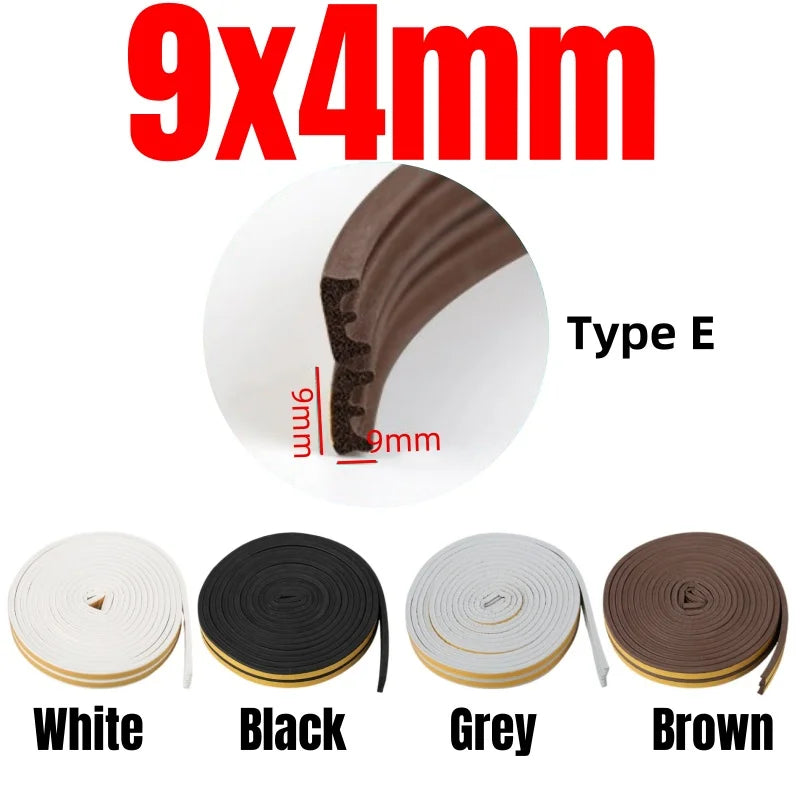 20-2m D-type Door Sealing Strip Acoustic Foam Windproo Warm Window Sealing Strip Door Bottom Gap Filling Sound Insulation Strip Qme 9x4mm E Type 20m Grey