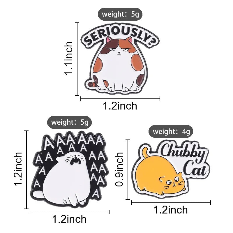 Cute Funny Cat Metal Enamel Pins Kawaii Cartoon Kitten Lapel Pin Animal Badge Decor for Backpack Clothes Fashion Jewelry Gift Qme
