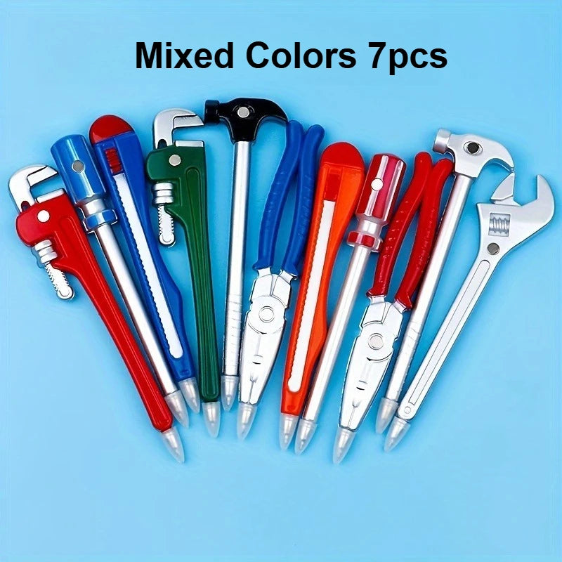 Creative Tool-shaped Ballpoint Pen Set, Novelty Hardware Tool Pens For School Office Supplies, Fun Gifts For Kids Men Qme Mixed Colors 7pcs
