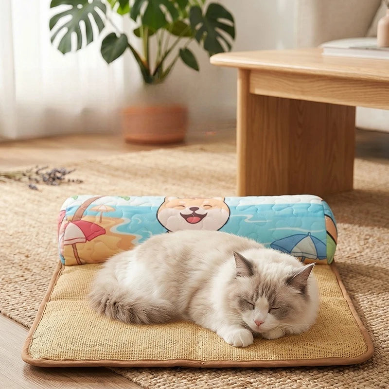 A 1Piece Pet Cooling Sofa Bed For Spring Summer, Breathable Removable Washable Bed Mat For Small Medium Dogs And Cats Rest Qme