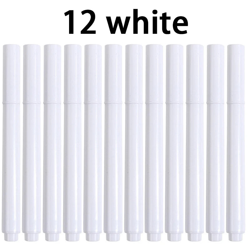 3-25Pcs/Set White/Colors Liquid Chalk Erasable Pen Marker For Glass Windows Electronic Blackboard Chalkboard Whiteboard Marker Qme 12 white
