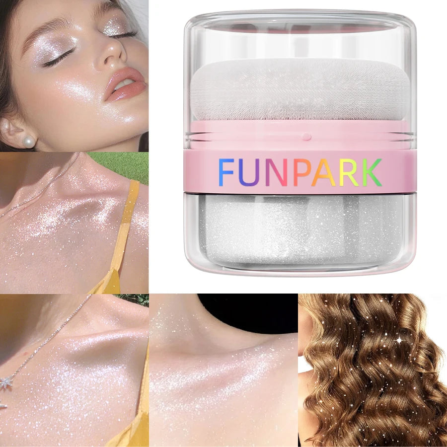 Highlighter Powder Brightens Face Puff Highlight Shadow Body White Qme