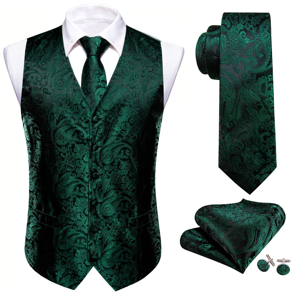 Men's Paisley Floral Vest Includes Matching Tie Cufflinks Weddings Qme