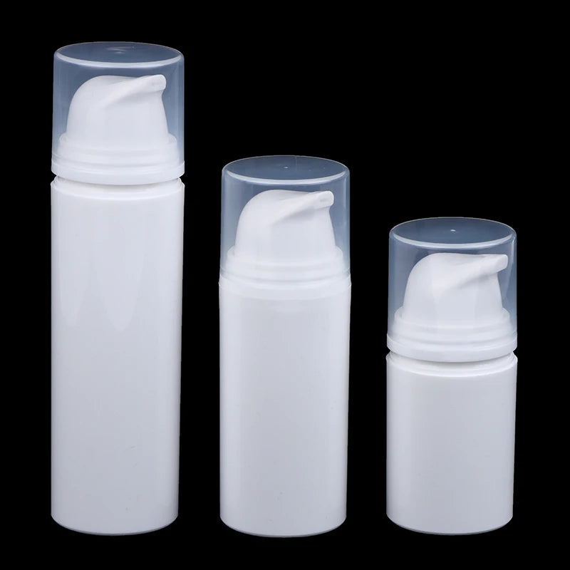 Refillable White Plastic Airless Pump Bottles Cream Emulsion Lotion Qme