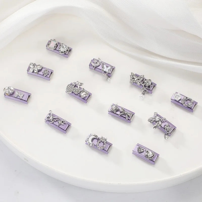 White Zircon Butterfly Stars Moon Bow Flowers Italian Charm Links Fit 9mm Stainless Steel Bracelet Women Jewelry DIY Making Gift Qme