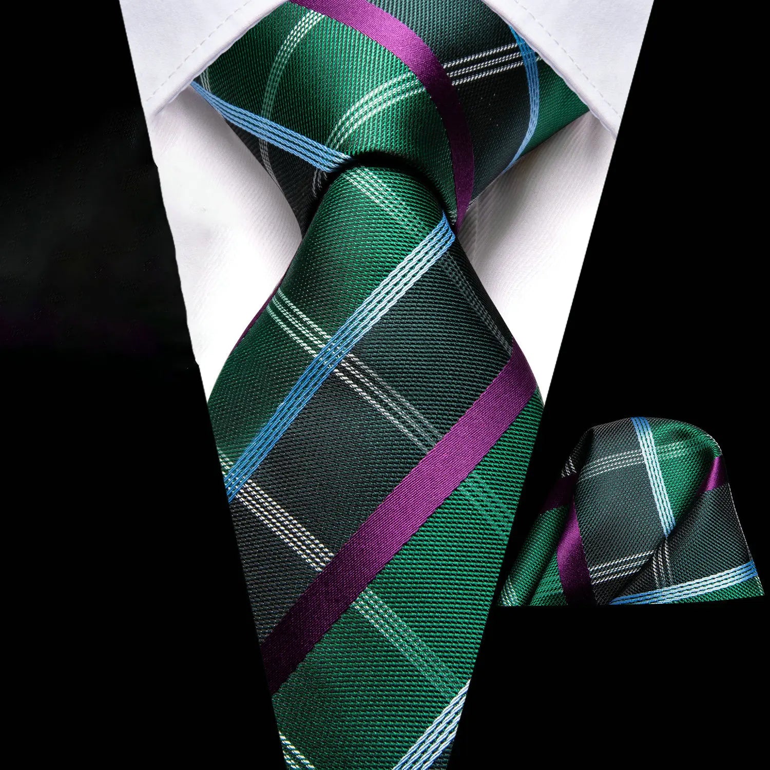 Colorful Classic Men Necktie Pocket Square Formal Wedding Silk Qme N-3223