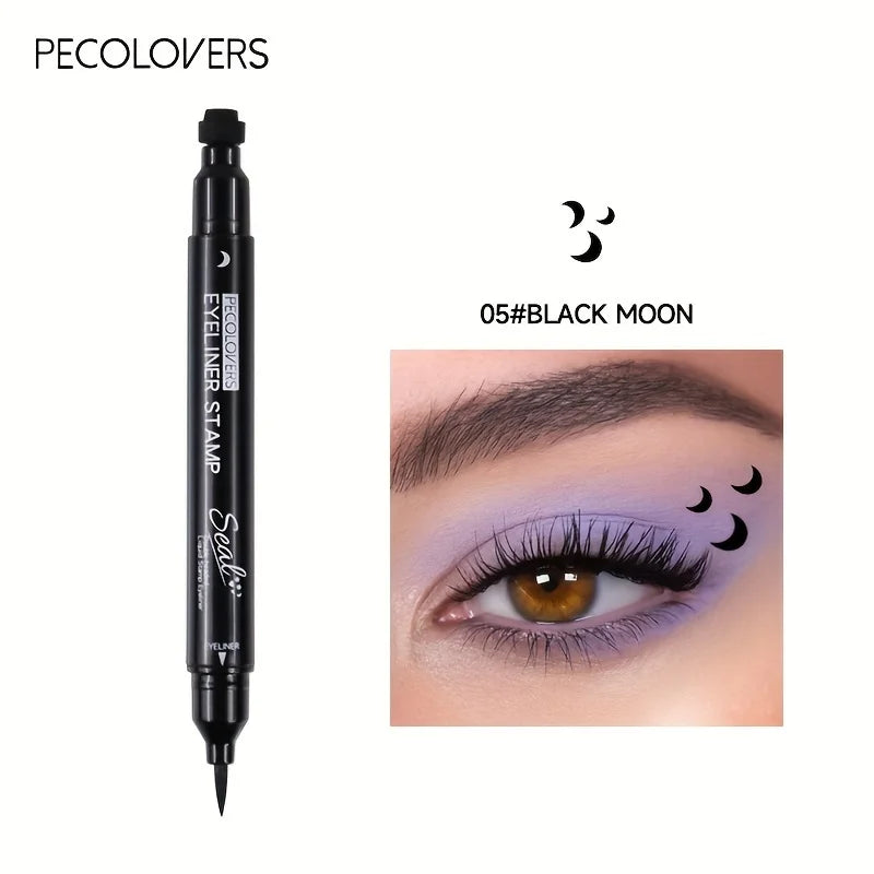 2-in-1 Butterfly & Star Moon Stamp Eyeliner Pen - Long-Lasting, Waterproof Black Liquid Eye Liner Pencil for Flawless Makeup Qme 05
