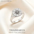 Signet Ring Vintage Star Fine Jewerly For Women Men Summer Energetic Gift In 925 Sterling Silver Qme 8