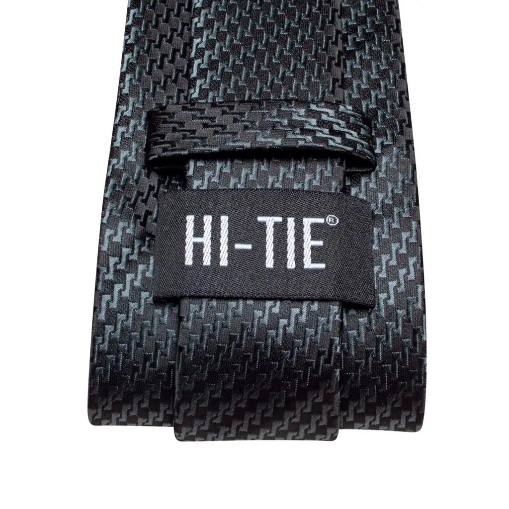 Hi-tie Smoke Grey Tie Men Elegant Mens Necktie Pocket Square Cufflink Qme