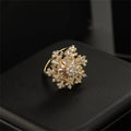 Fashion Luxury Crystal Snowflake Rings for Women Rotatable Anti Stress Anxiety Zircon Adjustable Ring Christmas Jewelry Gifts Qme jin resizable