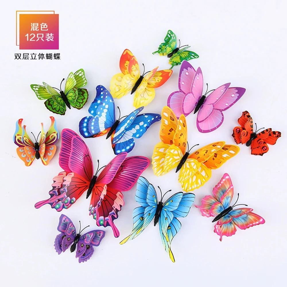 3D Butterfly Wall Stickers Decor Butterflies for Wedding Decoration Magnet Fridge Decals Decoration Sticker Pvc Color Sticker Qme Mixed colors
