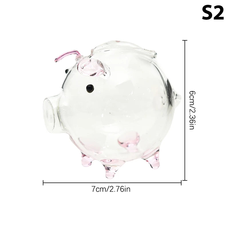 Gold Glass Pig Ornaments Portable Coin Bank Saving Box Mini Money Jar Qme S2