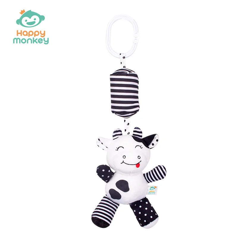 Lovely Animal Bell Hanging Decor Infant Bed Car Hanger Fluffy Plush Qme cow M