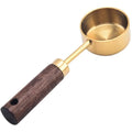 Wooden Coffee Scoop Stainless Steel Long Handle Measuring Spoon Qme Gold-15ml