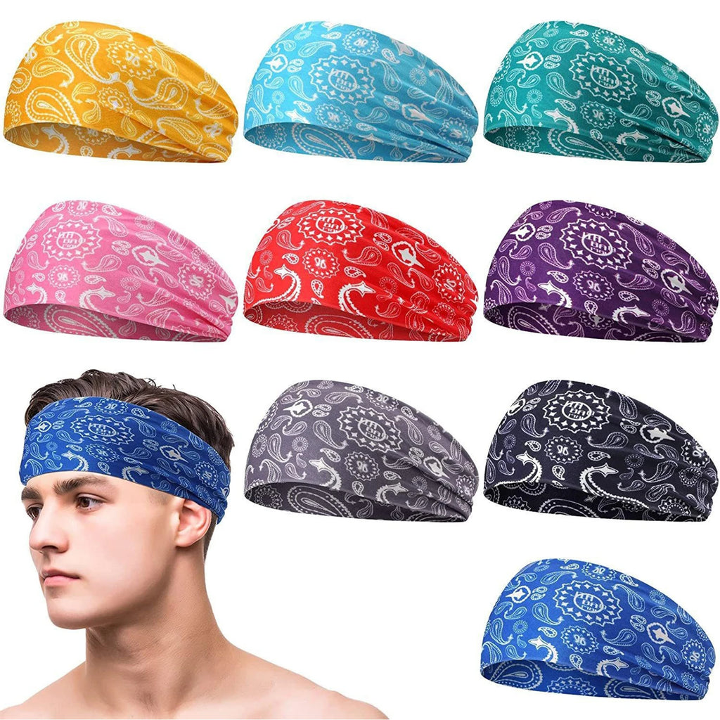 Unisex Ethnic Style Printed Running Fitness Headband for Sports Yoga Sweatproof High Elastic Cotton Fashion Headscarf Accessory Qme
