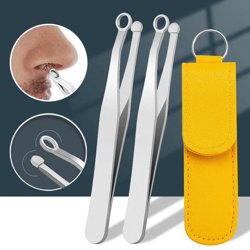 Stainless Steel Nose Hair Trimming Tweezers Round Tip Nose Hair Removal Trimming Tweezer Nose Trimmer Eyebrow Nose Hair Tweezers Qme